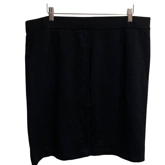 Anne Klein Black Pencil Skirt Gold Detail Slit Knee Length Plus Size XL - Picture 7 of 7